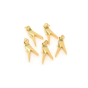 5 Stück 18K vergoldete Origami Papagei Vögel Anhänger mit poliertem Spiegel-Finish
