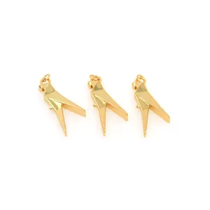 Drei 18K vergoldete Origami-Papageien-Anhänger für DIY-Halsketten und Schmuck