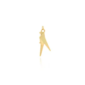 Polierter 18K vergoldeter Papagei-Anhänger mit minimalistischem Origami Tier-Design