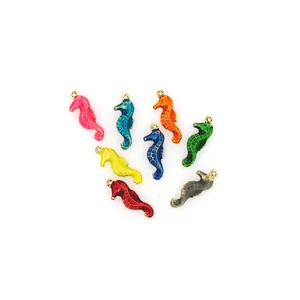 Pendentif Hippocampe en Cuivre Plaqué Or 18K Charme d'Animal Marin en Émail pour Création de Bijoux Collier DIY