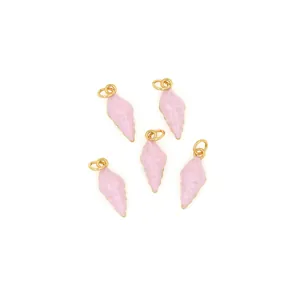 Set of five 18K gold-plated pink conch pendants for DIY jewelry making and crafts