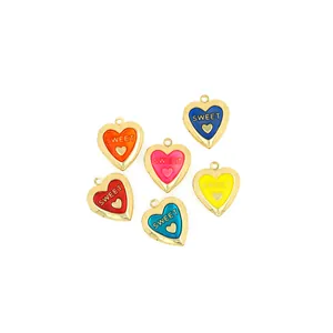 18K Gold Plated Copper Heart Locket Pendant SWEET Letter Enamel Openable Photo Locket For DIY Necklace Jewelry Making