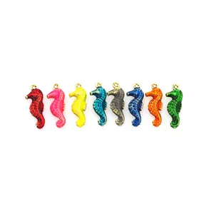Pendentifs hippocampe colorés en cuivre plaqué or 18 carats pour bijoux et colliers