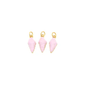 Three minimalist 18K gold-plated pink seashell pendants for DIY ocean necklaces