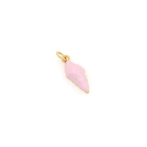 Detail of pink enamel conch shell pendant with 18K gold-plated finish for DIY jewelry