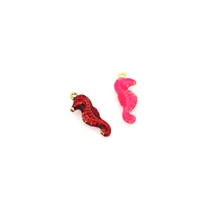 Pendentifs hippocampe dorés 18K avec finition en émail coloré pour création de bijoux
