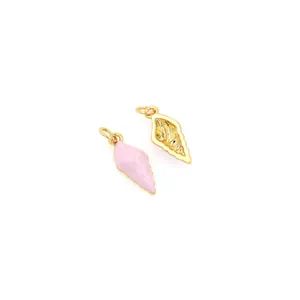 18K gold plated conch shell charms with pink enamel and detailed maritime texture