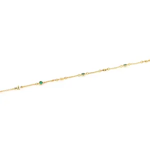 18K gold-plated star chain with micro-set green zircon charms for DIY jewelry making