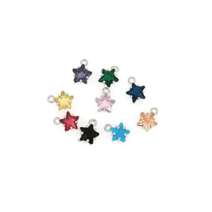 18K Gold Plated Copper Star Pendant Micro Inlaid Zirconia Five Pointed Star DIY Jewelry Necklace Findings Women Accessory