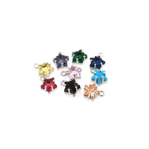 Macro shot of 18K gold plated star pendants with colorful micro zircon for DIY necklaces
