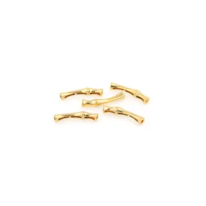 Five pieces of 18K gold-plated bamboo-shaped curved tubes for DIY jewelry making