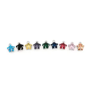 Nine colorful 18K gold-plated star pendants with micro-pave cubic zirconia for DIY jewelry