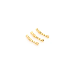 Set of three 18K gold-plated bamboo curved tube spacer beads for DIY jewelry making