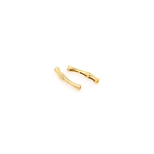 Polished 18K gold plated bamboo tube beads for DIY handmade jewelry bracelets