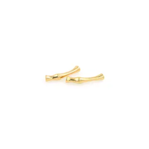 18K Gold Plated Copper Bamboo Shape Curved Tube Spacer Beads DIY Jewelry Making Connector For Necklace Bracelet Accessories
