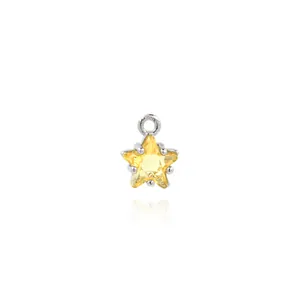 Exquisite 18K gold plated star pendant with cubic zirconia for DIY necklaces