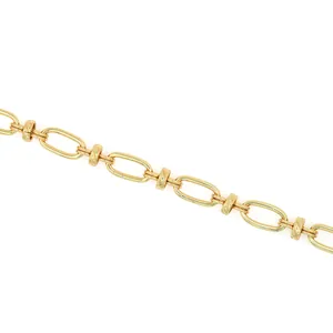 18K vergoldete ovale Gliederkette mit gedrehten Verbindern für DIY-Schmuckherstellung