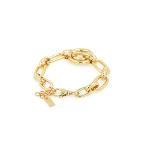 18K gold-plated chunky geometric chain bracelet with adjustable lobster clasp closure