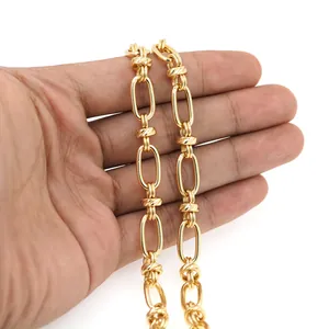 18K vergoldete ovale Gliederkette mit industriellem Knotendesign für DIY-Schmuck