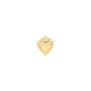18K Gold Plated Brass Zirconia Heart Locket Pendant With Scrollwork Border Openable Photo Locket For DIY Jewelry Making Accessories