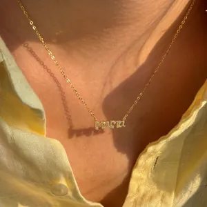 Elegante collar MAMA de plata S925 dorada con colgantes de circón blanco para madres
