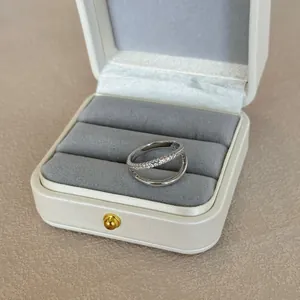 Detail of S925 sterling silver stamp on double-layer ring with white cubic zirconia