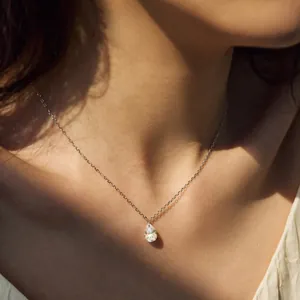 Minimalist S925 sterling silver necklace with a brilliant pear-cut zircon teardrop pendant