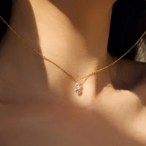Minimalist S925 silver gold-plated necklace with double round cubic zirconia stones