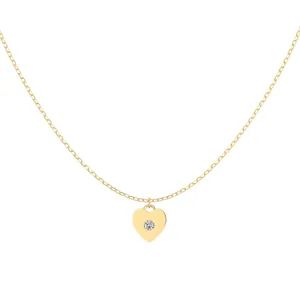 Élégant collier cœur en argent S925 doré avec une pierre centrale en zircon brillant