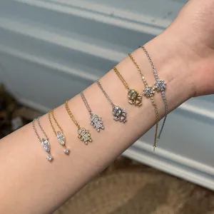 Elegant S925 sterling silver necklace with marquise stone and zircon boy-girl pendants