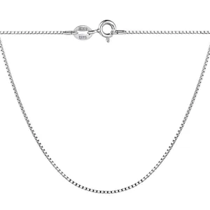 Collier boîte minimaliste en argent sterling S925 avec fermoir à ressort et gravure Italie