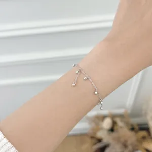 Elegant S925 sterling silver beaded tassel bracelet for women minimalist chic style
