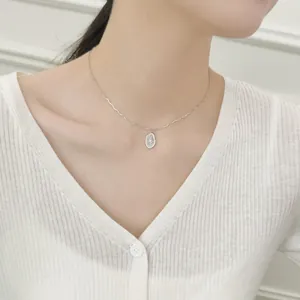 S925 sterling silver star pendant necklace with bamboo chain on a female model