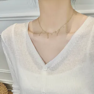 Elegant 925 sterling silver beaded tassel necklace in gold for minimalist layering style