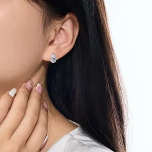 Boucles d'oreilles en argent sterling 925 avec pierres de zircone en forme de poire