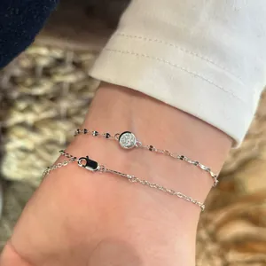 Minimalist S925 sterling silver moissanite bracelet with round brilliant cut gem