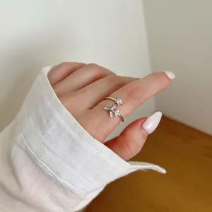 Detailed shot of silver airplane and star ring with sparkling crystals on a hand