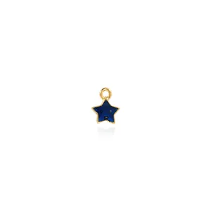 18K gold plated brass star pendant with dark blue enamel inlay for DIY jewelry