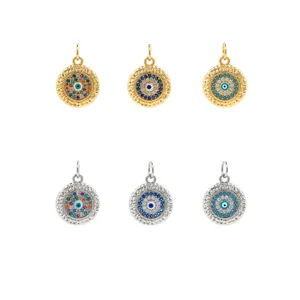 18K vergoldete Evil-Eye-Anhänger mit Zirkonia-Mikropavé für die DIY-Schmuckherstellung
