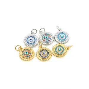 18K gold- und silberne Evil Eye Anhänger mit Zirkonia-Besatz für Schmuckherstellung