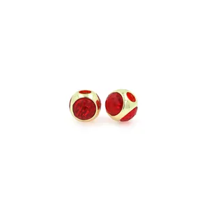 18K Gold Plated Copper Round Spacer Beads With Zirconia For DIY Necklace Bracelet Jewelry Making Accessory Components
