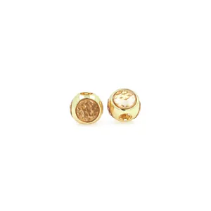 18K gold plated zircon round spacer beads for DIY jewelry making of bracelets and necklaces