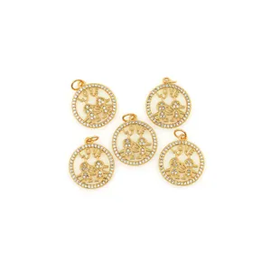 Colgantes LOVE de cobre chapado en oro 18K con micro-pavé de circonita para joyería