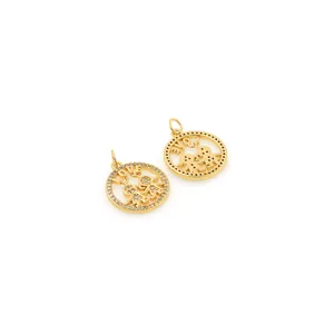 Colgantes de pareja chapados en oro 18K con circonitas, letras Love y siluetas de niños