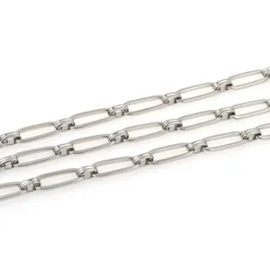 Modern flat link silver chain necklace made of 18K gold-plated copper for DIY jewelry