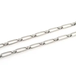 Polished silver flat oval link chain for DIY jewelry making in copper with 18K gold plating