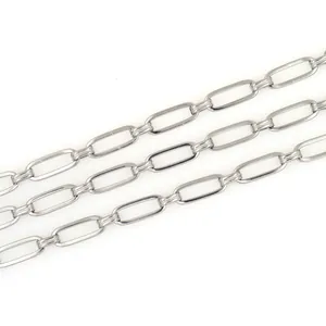 Polished silver paperclip chain links made of 18K gold plated copper for DIY jewelry