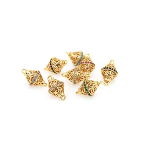 Pendentifs évidés en plaqué or 18K avec zircons pour fabrication bijoux DIY