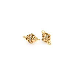 Connecteur évidé plaqué or 18K avec zircon pour la fabrication de bijoux DIY