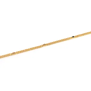 Détail de la chaîne plaquée or 18K avec pierres précieuses ovales marron et bleues